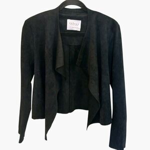 Velvet by Graham & Spencer Womens Black Faux Suede Open Front Cardigan Jacket XS